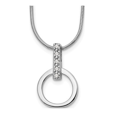 Sterling Silver 1/20 ct tw Diamond Open Circle Pendant Necklace