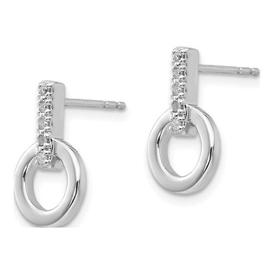 Sterling Silver 1/20 ct tw Diamond Open Circle Dangle Earrings – view 3
