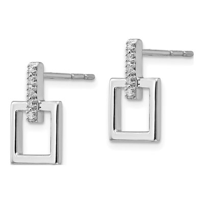 Sterling Silver 1/20 ct tw Diamond Square Dangle Earrings – view 3