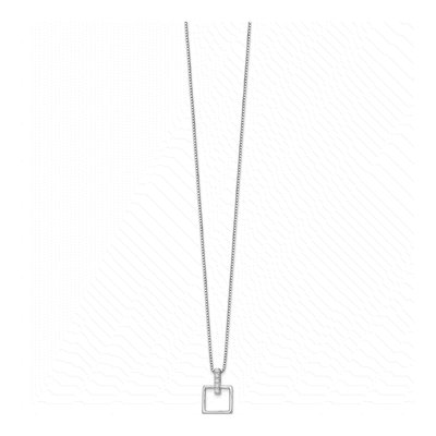Sterling Silver 1/10 ct tw Diamond Open Square Pendant Necklace – view 3
