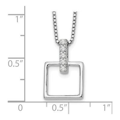 Sterling Silver 1/10 ct tw Diamond Open Square Pendant Necklace – view 4