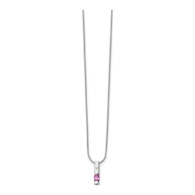 Sterling Silver Pink Tourmaline & Diamond Pendant Necklace – view 3