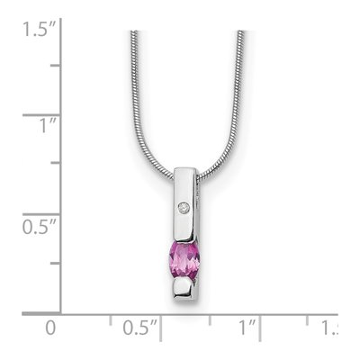 Sterling Silver Pink Tourmaline & Diamond Pendant Necklace – view 4