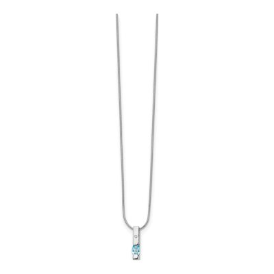 Sterling Silver Swiss Blue Topaz & Diamond Necklace – view 3