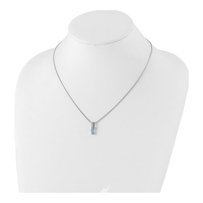 Sterling Silver Swiss Blue Topaz & Diamond Necklace – view 4