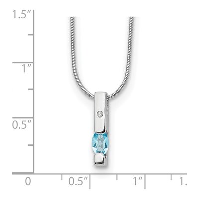 Sterling Silver Swiss Blue Topaz & Diamond Necklace – view 5