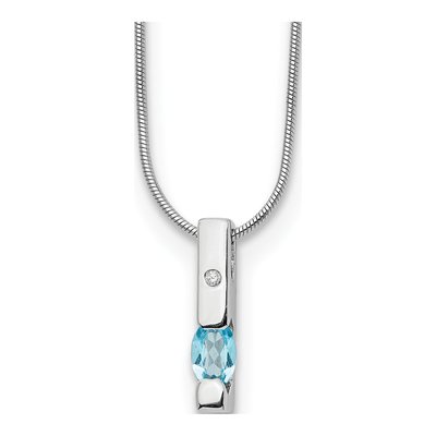 Sterling Silver Swiss Blue Topaz & Diamond Necklace