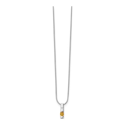 Sterling Silver Citrine & Diamond Necklace – view 3