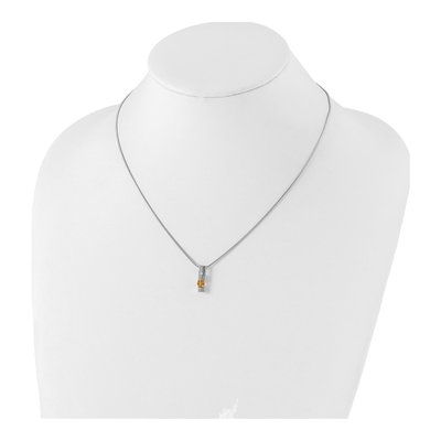 Sterling Silver Citrine & Diamond Necklace – view 4