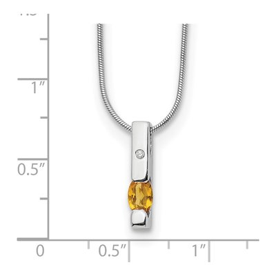 Sterling Silver Citrine & Diamond Necklace – view 5