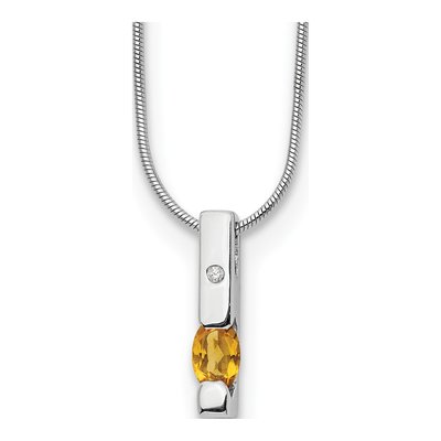 Sterling Silver Citrine & Diamond Necklace