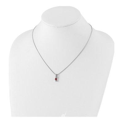 Sterling Silver Garnet & Diamond Necklace – view 4