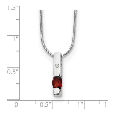 Sterling Silver Garnet & Diamond Necklace – view 5