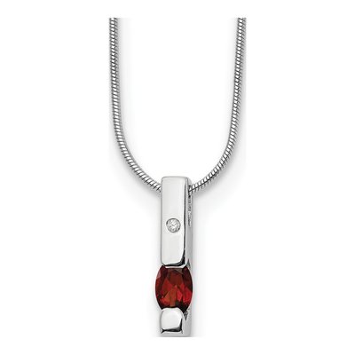 Sterling Silver Garnet & Diamond Necklace