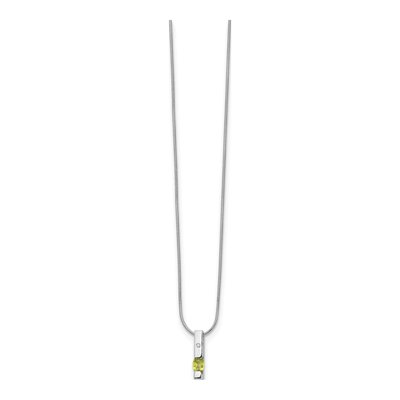 Sterling Silver Peridot & Diamond Necklace – view 3