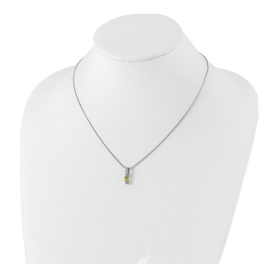 Sterling Silver Peridot & Diamond Necklace – view 4