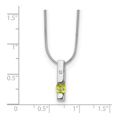 Sterling Silver Peridot & Diamond Necklace – view 5