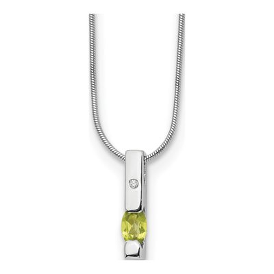 Sterling Silver Peridot & Diamond Necklace