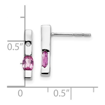 Sterling Silver Pink Tourmaline & Diamond Dangle Earrings – view 5