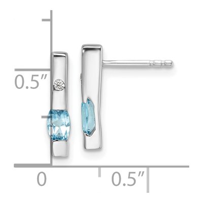 Sterling Silver Swiss Blue Topaz & Diamond Dangle Earrings – view 3