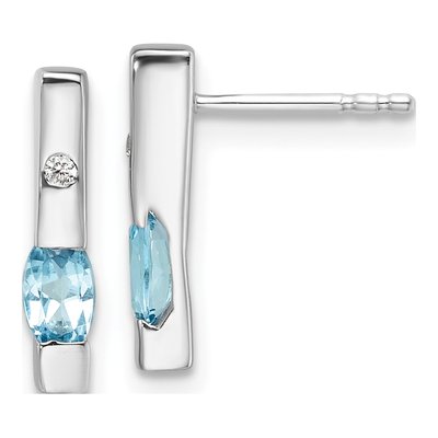 Sterling Silver Swiss Blue Topaz & Diamond Dangle Earrings