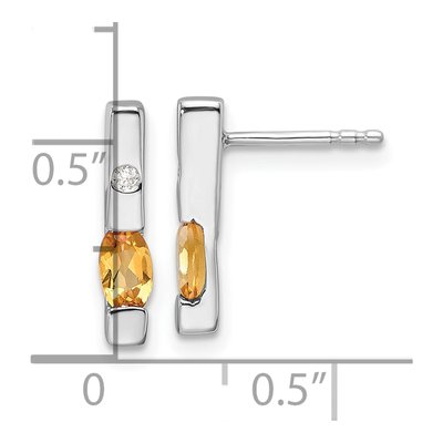 Sterling Silver Citrine & Diamond Dangle Earrings – view 5