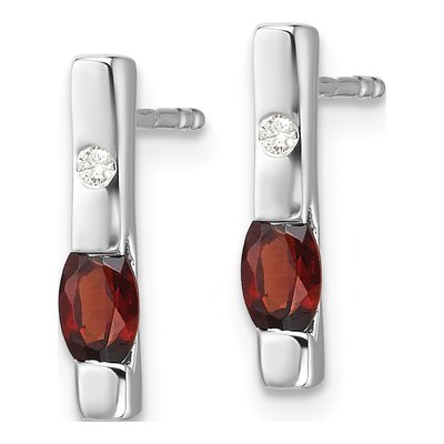 Sterling Silver Garnet & Diamond Dangle Earrings – view 3