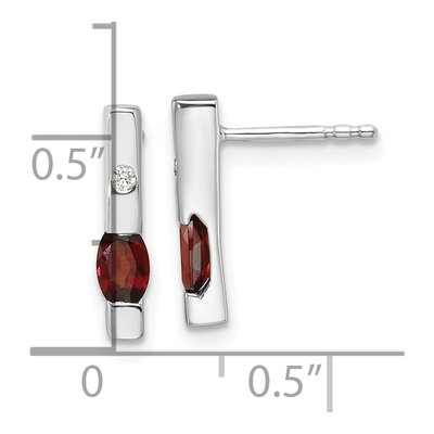 Sterling Silver Garnet & Diamond Dangle Earrings – view 5