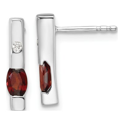 Sterling Silver Garnet & Diamond Dangle Earrings