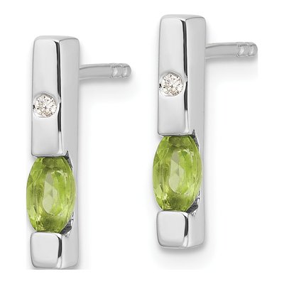 Sterling Silver Peridot & Diamond Dangle Earrings – view 3