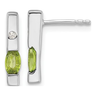 Sterling Silver Peridot & Diamond Dangle Earrings