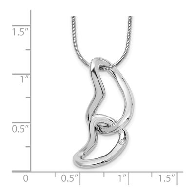 Sterling Silver Diamond Hearts Necklace – view 4