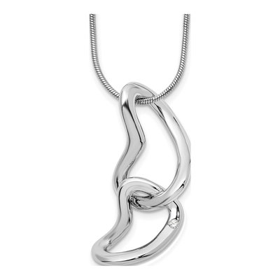 Sterling Silver Diamond Hearts Necklace