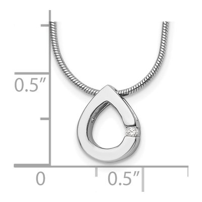 Sterling Silver Diamond Teardrop Necklace – view 4
