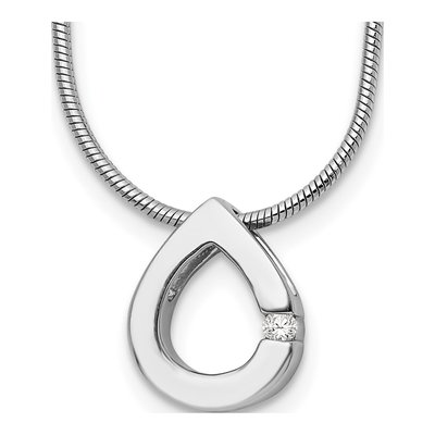 Sterling Silver Diamond Teardrop Necklace