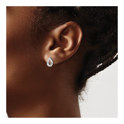 Sterling Silver 1.3mm Round Diamond Teardrop Stud Earrings – view 4