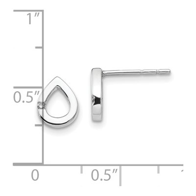 Sterling Silver 1.3mm Round Diamond Teardrop Stud Earrings – view 5