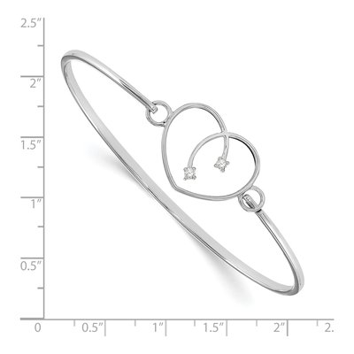 Sterling Silver 1/20 ct tw Diamond Heart Bangle Bracelet – view 3