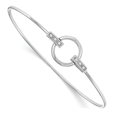 Sterling Silver 1/20 ct tw Diamond Bangle Bracelet