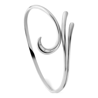 Sterling Silver Diamond Swirl Bangle Bracelet – view 8
