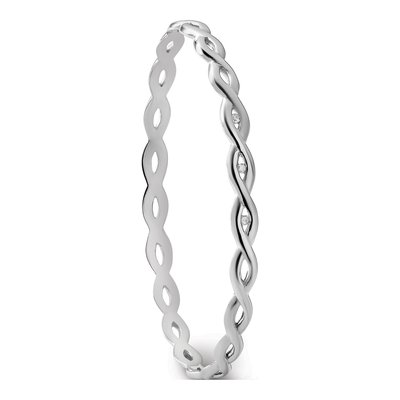 Sterling Silver 1/20 ct tw Diamond Twist Bangle Bracelet – view 8