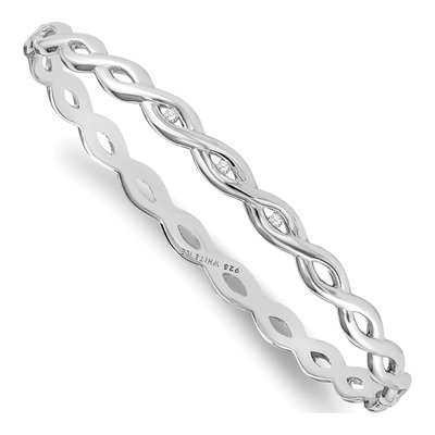 Sterling Silver 1/20 ct tw Diamond Twist Bangle Bracelet
