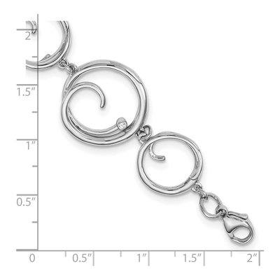 Sterling Silver Diamond Swirl Bracelet – view 4