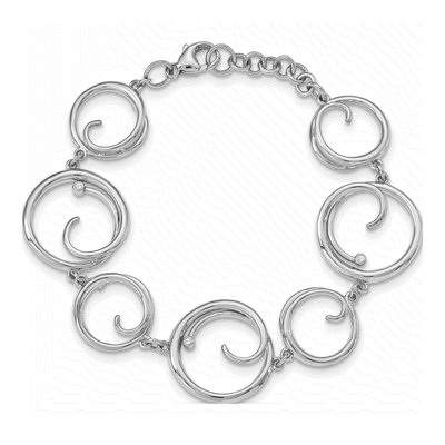 Sterling Silver Diamond Swirl Bracelet – view 5