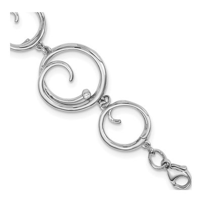 Sterling Silver Diamond Swirl Bracelet