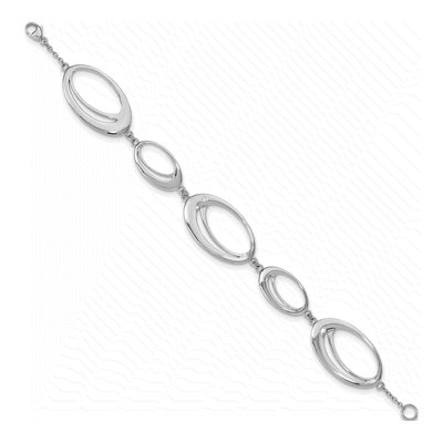 Sterling Silver Diamond Oval Bracelet – view 3