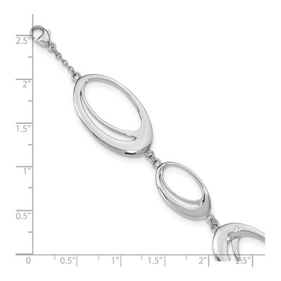 Sterling Silver Diamond Oval Bracelet – view 4