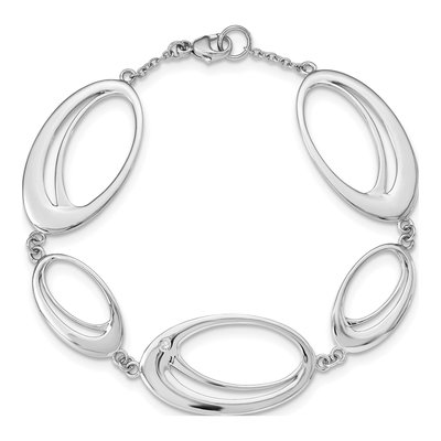 Sterling Silver Diamond Oval Bracelet – view 5