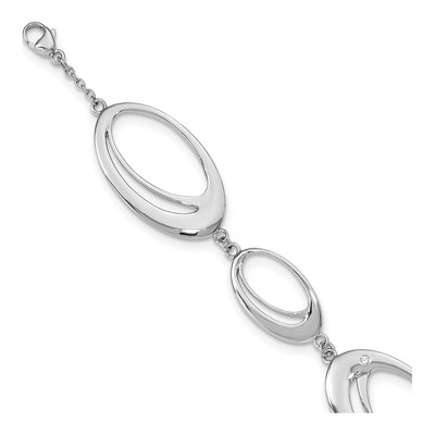 Sterling Silver Diamond Oval Bracelet