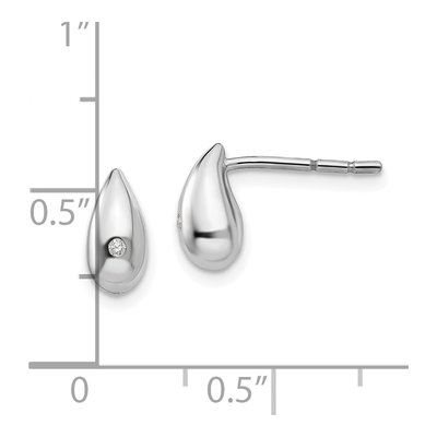 Sterling Silver 1mm Round Diamond Teardrop Stud Earrings – view 5
